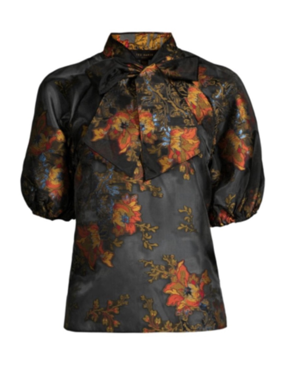 Ted Baker Marshil Tie Neck Puff Sleeve Blouse